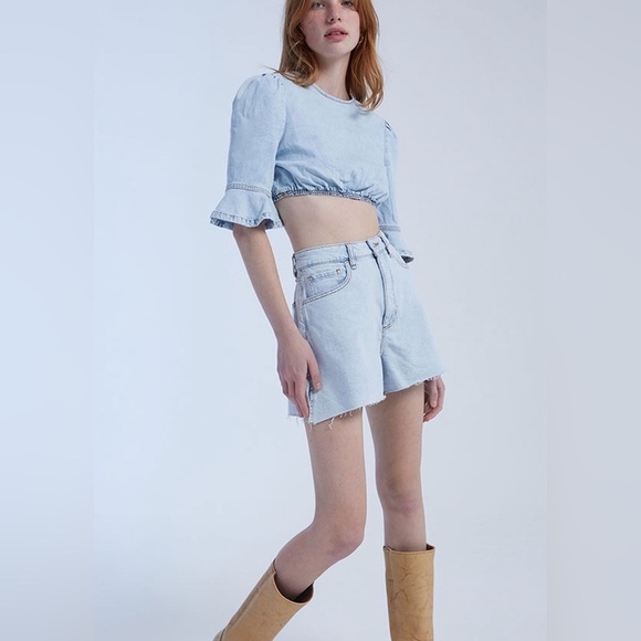 WeWoreWhat Tops - 0307 - WEWOREWHAT Cropped Denim Top $49